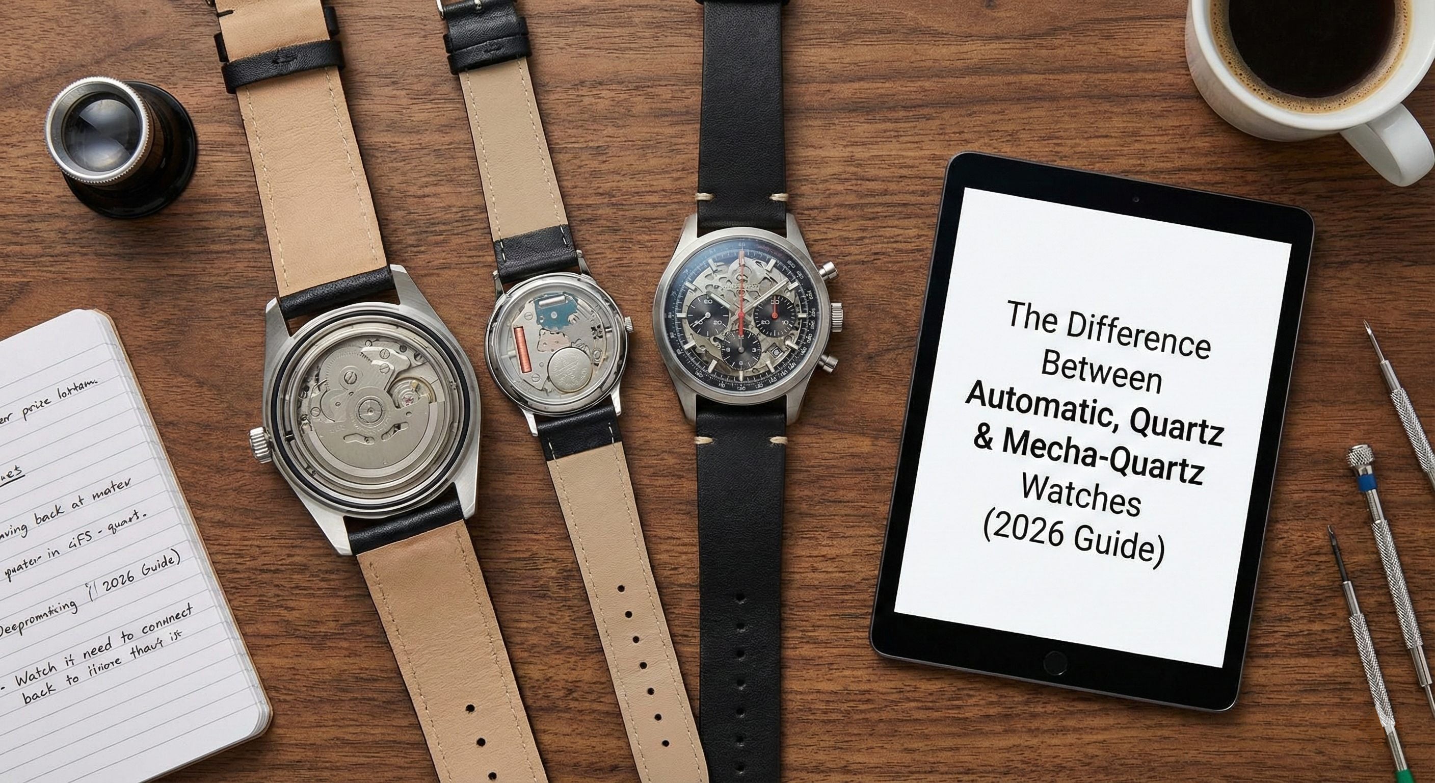 The Difference Between Automatic, Quartz & Mecha-Quartz Watches (2026 Guide)