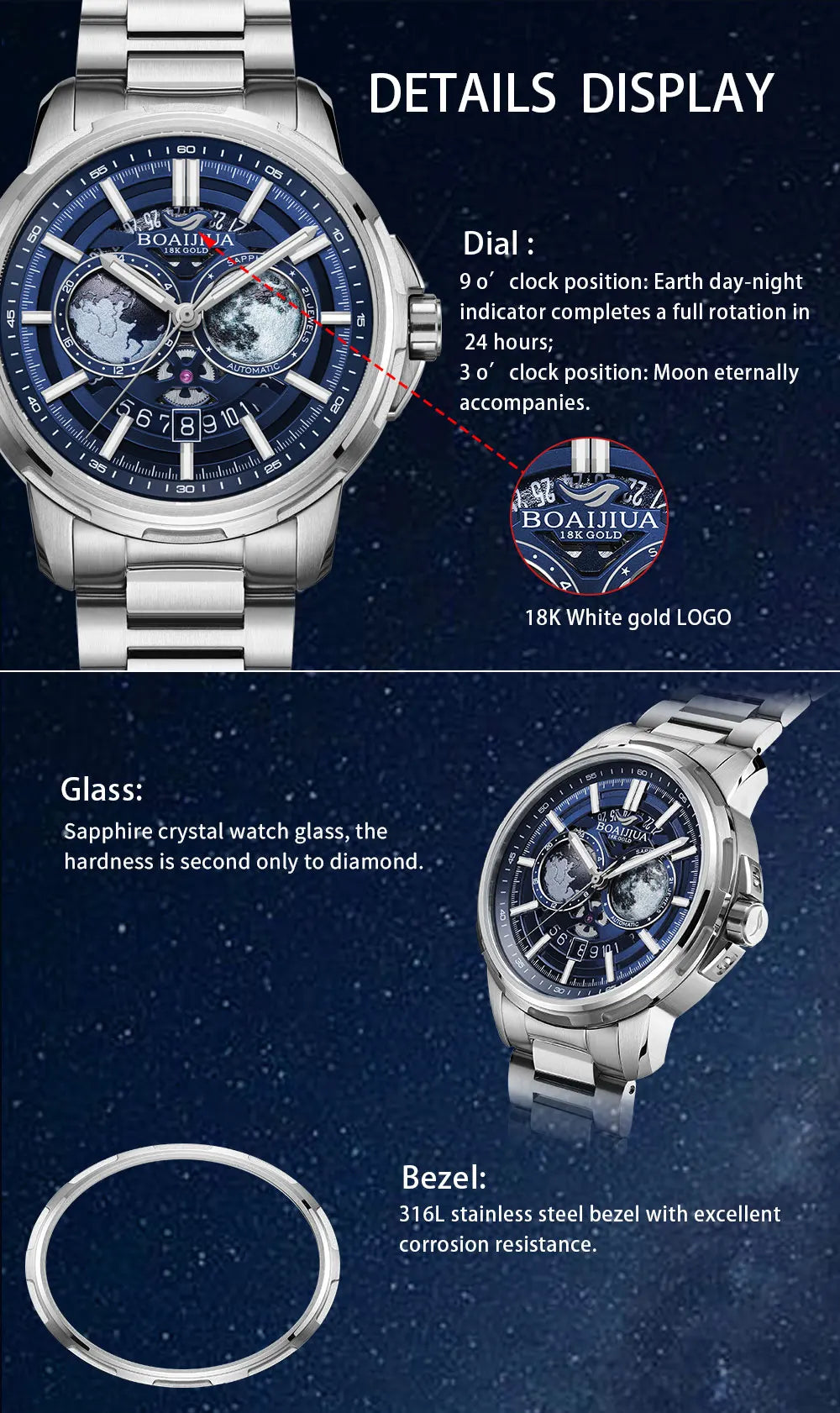 BORIAGE (BOAIJIUA) B8002G Automatic Dress Watch