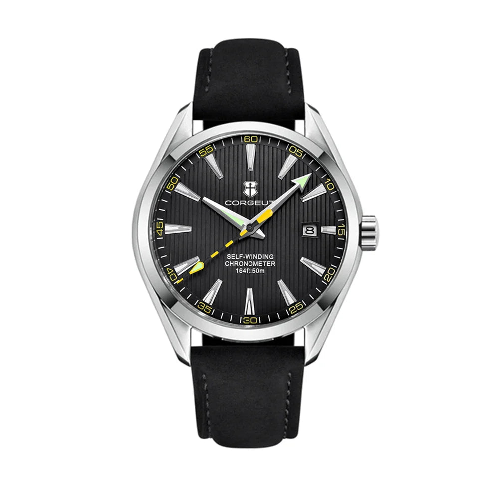Corgeut watch Model Number 3021 black dial with black strap