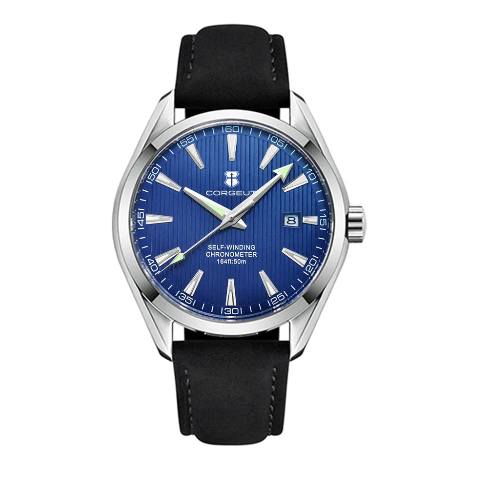 Corgeut watch Model Number 3021 blue dial with black strap