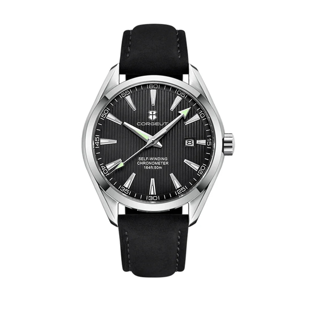 Corgeut watch Model Number 3021 black dial with black strap